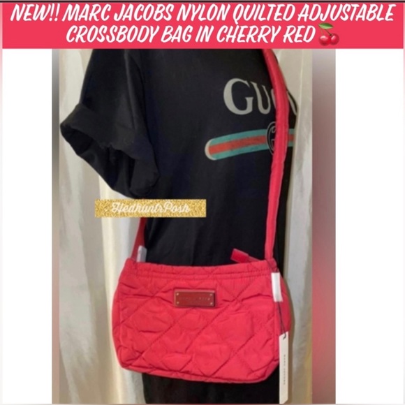 🎉HP🎉New!! Marc Jacobs Nylon Quilted Adjustable Crossbody Bag in Cherry Red🍒 - Picture 13 of 13